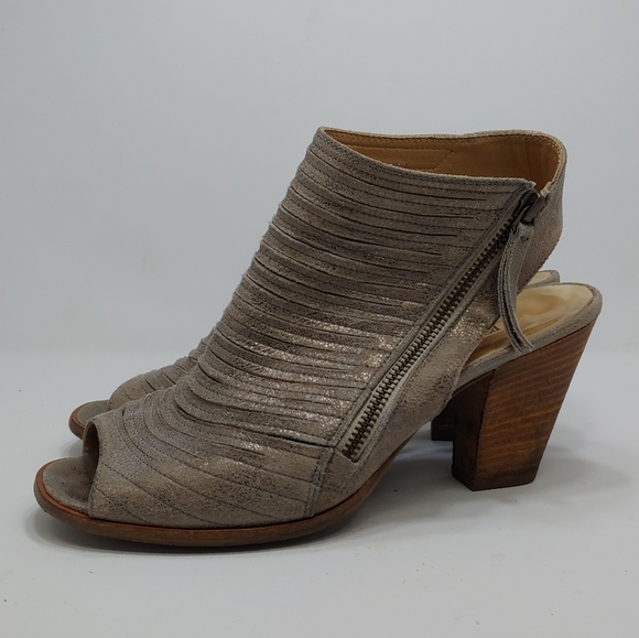 Paul Green Cayanne Peep Toe Sandal Asymmetrical Zip Leather Smoke UK 6 US 8.5 - Picture 4 of 11